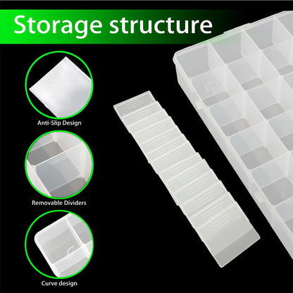2 Pcs Large 24 Grids Plastic Organizer Box, Grids Clear Plastic Organizer Box, for kitchen Storage, Party and Travel