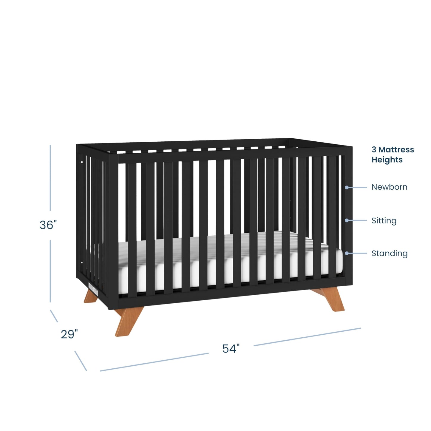 Child Craft SOHO 4-in-1 Convertible Crib, Baby Crib Converts to Day Bed, Toddler Bed and Full Size Bed, 3 Adjustable Mattress Positions, Non-Toxic, Baby Safe Finish (Ebony)