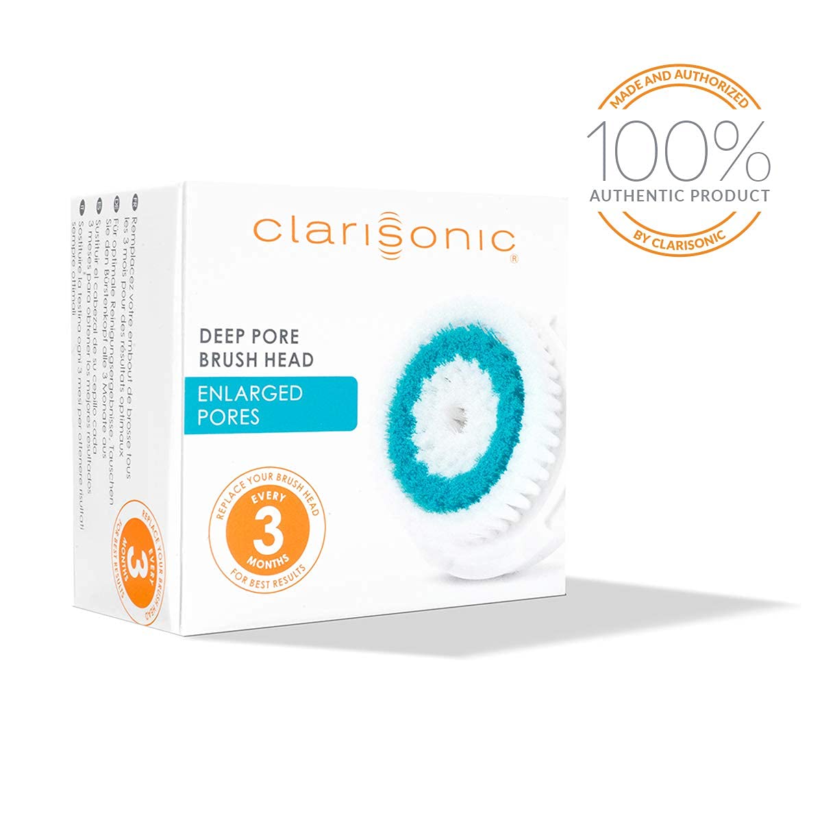 Clarisonic Deep Pore Facial Cleansing Brush Head Replacement Compatible with Mia 1, Mia 2, Mia Fit, Alpha Fit, Smart Profile Uplift and Alpha Fit X, 2 Pack