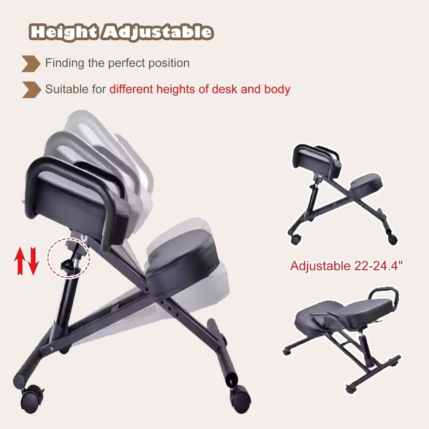 GenSDH Desk Kneeling Chairs Posture Chair for Desk - Ergonomic Chair Kneeling Chair with Arm - Posture Chair for Computer Workers Yoga Lovers Meditation Fana