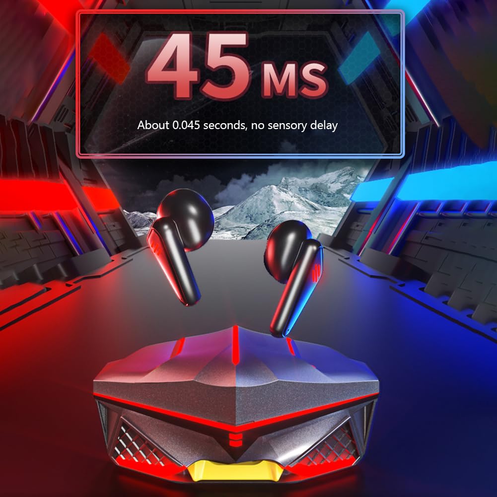YOVDA Wireless Gaming Earbud, K98 Wireless Gaming Headphone with Charging Case and Built-in Mic, Bluetooth 5.1 Dual Game Music Mode Earbuds Wireless Headphones with 30 Hours Playtime, RGB