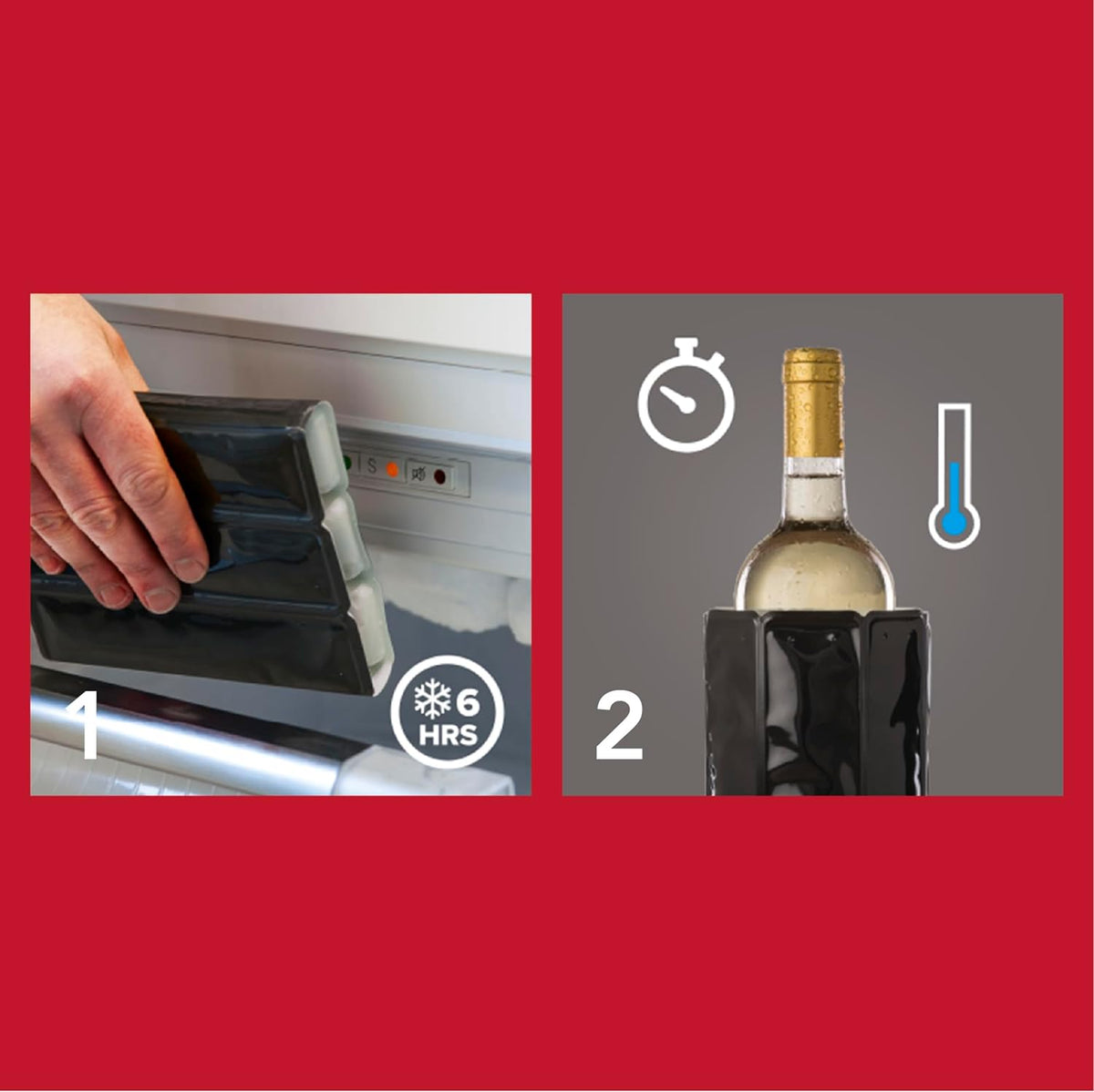 Vacu Vin Silver Rapid Ice Active Cooler Wine Bottle Chilling Sleeve, Standard