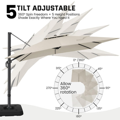 HOTEEL Patio Umbrella - 10ft Cantilever Umbrella Outdoor for Patio, Offset Umbrellas with Double Top Vent, UV resistant & Fade resistant, Large Table Umbrella on Clearance for Deck, Pool, Market, Backyard - Beige