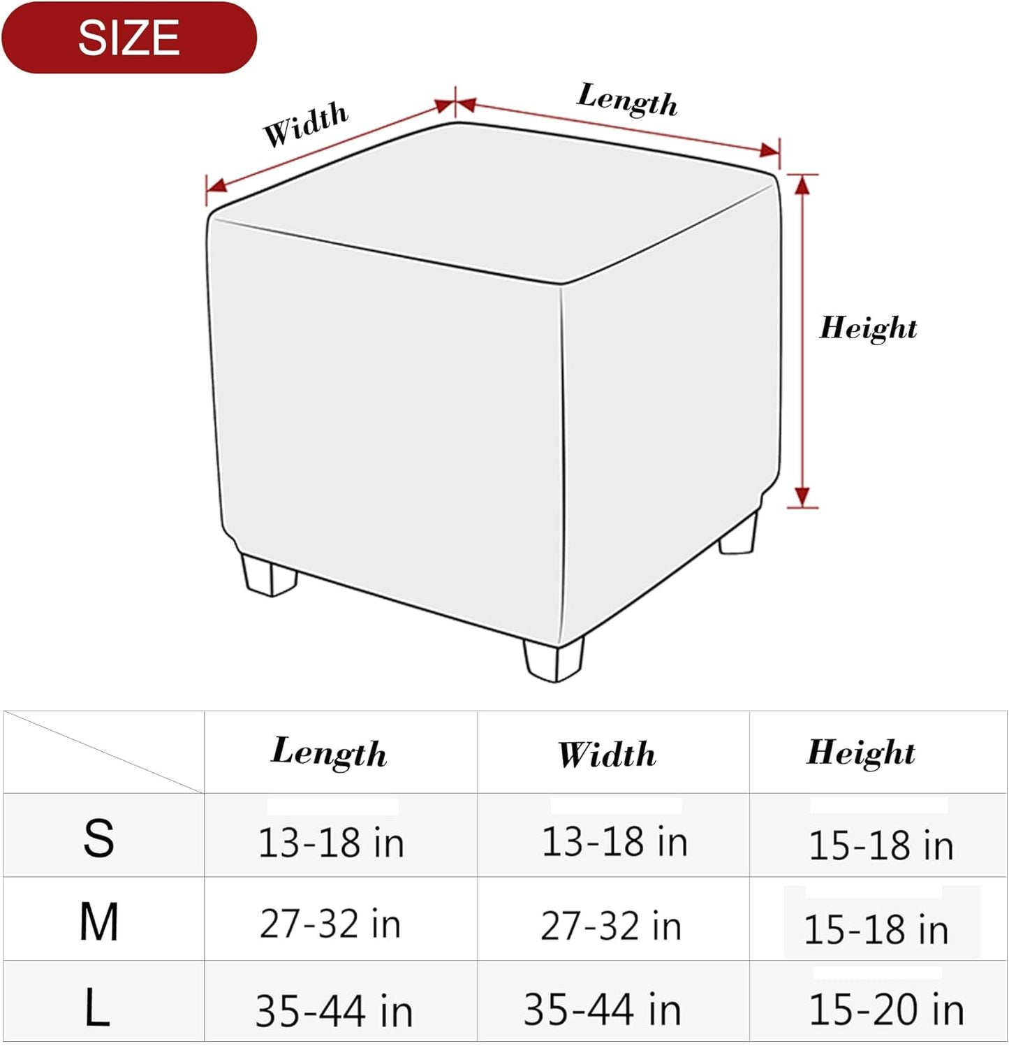 ANWUCHEN Ottoman Cover-Stretch Knitted Jacquard Ottoman Cover Square-Soft Square Ottoman Covers Slipcover -Thick