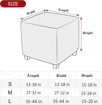 ANWUCHEN Ottoman Cover-Stretch Knitted Jacquard Ottoman Cover Square-Soft Square Ottoman Covers Slipcover -Thick