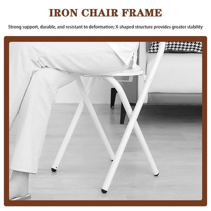 2-Pack Wrought Iron Durable Folding Chairs, Portable Party Event Chair, with Arch Handles(Black Color)