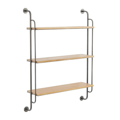 Deco 79 Industrial Metal Shelf Wall Storage Shelves for Bedroom, Living Room, Bathroom, Kitchen, Office and More, 25" L x 7" W x 33" H, Brown