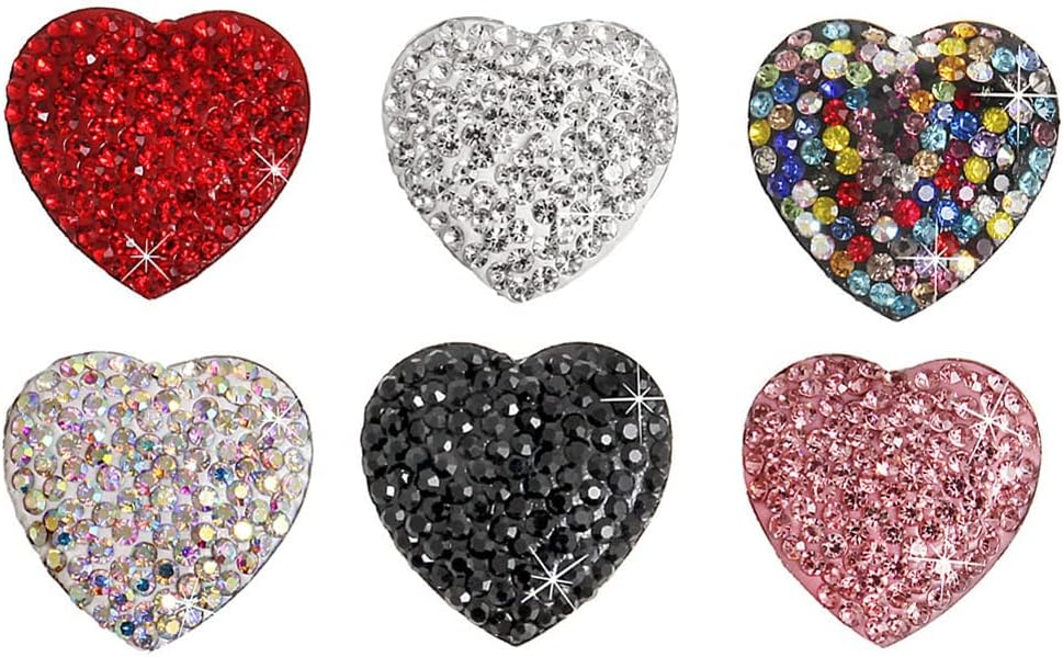 6 Pieces Heart Shaped Refrigerator Magnets, Rhinestone Decorative Fridge Magnets for Office, Kitchen, Whiteboard