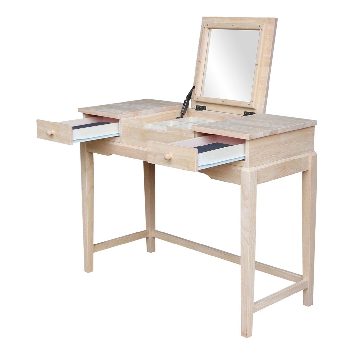 Solid Wood Vanity Table, Unfinished