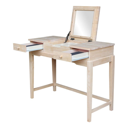 Solid Wood Vanity Table, Unfinished