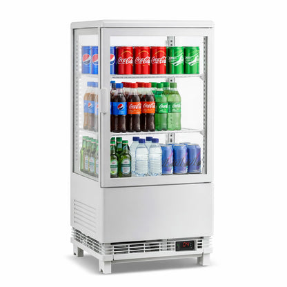 IDEALHOUSE 2.0 Cu.Ft. Countertop Bakery Display Refrigerator with LED Lighting, Rear Sliding Door, Air-Cooling, and Automatic Defrost for Cafes and Restaurants, White