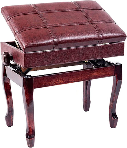 ZHOUYANB Piano Stool Dressing Table Height Adjustable Bench Genuine Leather Keyboard Padded Cushion Filling with High Resilience Sponge 55 X 34 47-57cm (Mahogany One Size)