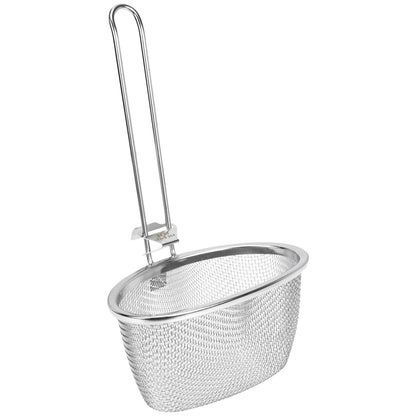 Hemoton Stainless Steel Hot Pot Strainer Spoon 9.64X5.51 Inch Fine Mesh Slotted Spoon with Hanging Handle for Kitchen Cooking and Frying Noodles