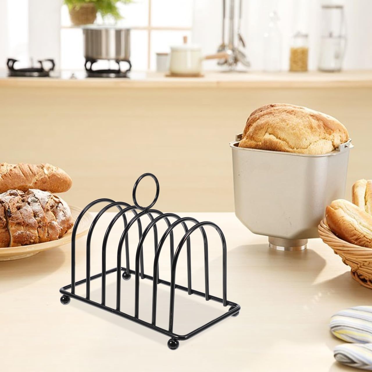 PartyKindom Stainless Steel Multifunctional Bread Rack Toast Holder Rack for Kitchen and Dining Room: Multi-Functional Toast for Sliced Bread and Book Storage Space-Saving