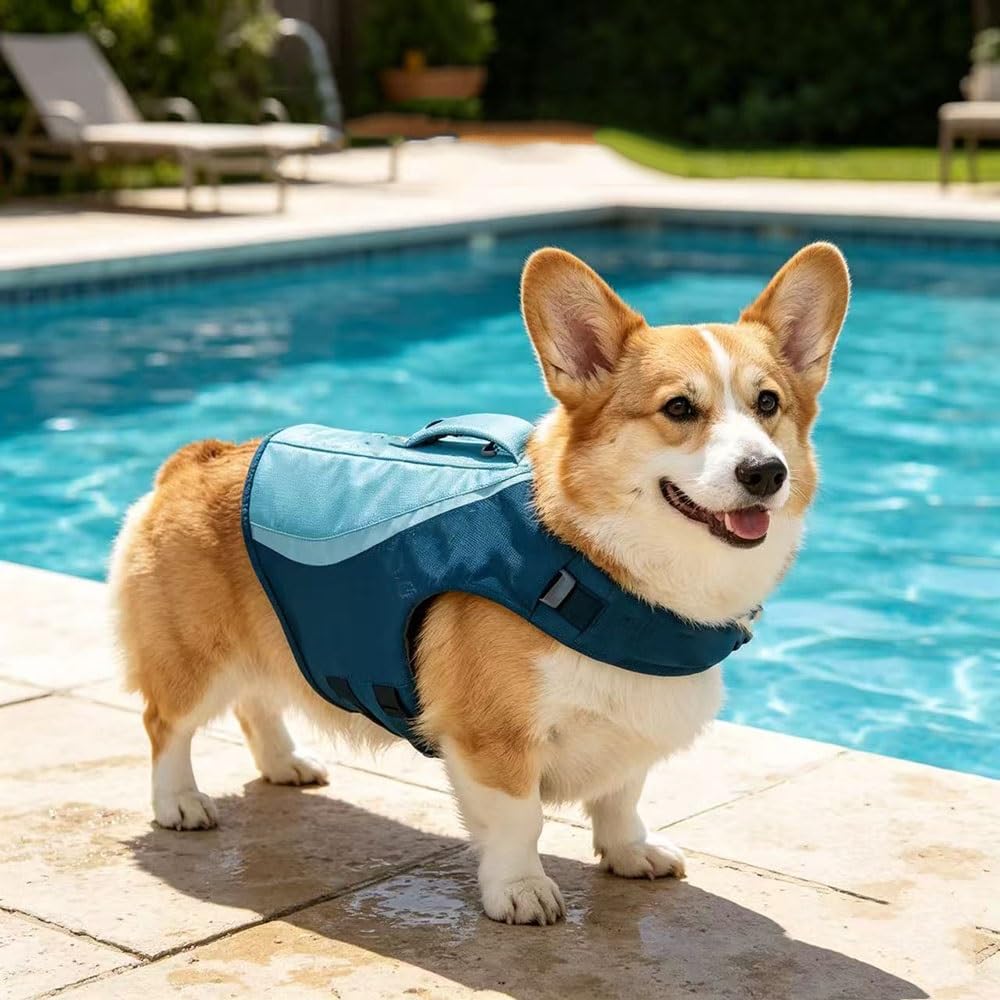 Dog Life Jacket for Swimming, Durable Dog Water Safety Vest with Grab Handle, Lightweight Dog Buoyancy Aid for Boating, Beach, Pool, Fits All Dog Breeds(XS)