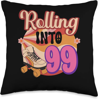 In-line Skates Towards 1927 Rolling Into 99 Throw Pillow, Multicolor, 16x16