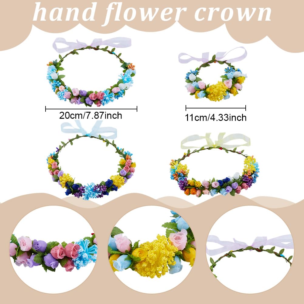 ACRNIGHEET 20 Sets DIY Flower Crown Making Kit, Fairy Party Favors Floral Headband and Bracelet, Make Your Own Crown Garland Kits, Rosebud Flowr Crowns Kit for Princess Women Wedding Birthday Party