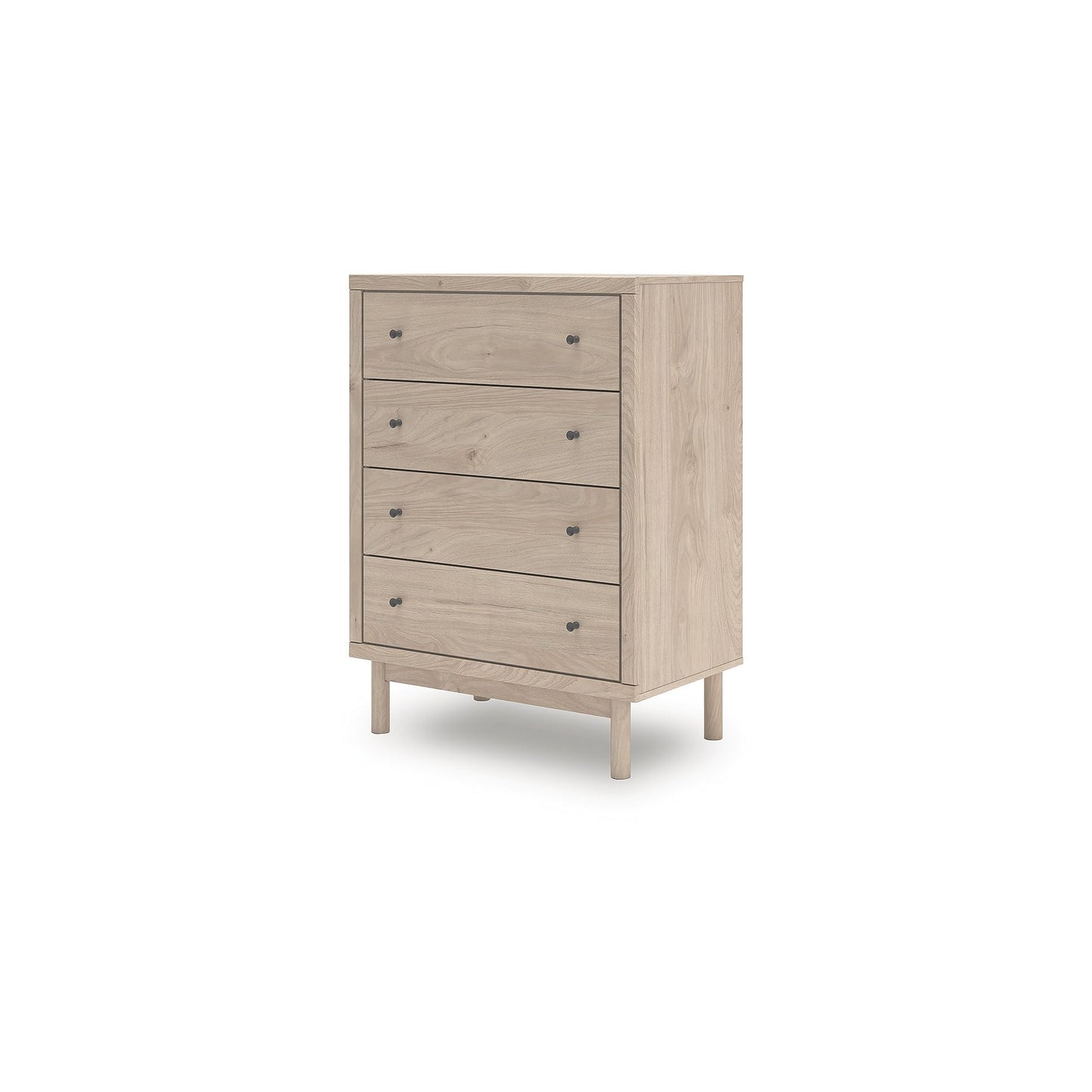 Signature Design by Ashley Birkmore Mid-Century Modern 4-Drawer Chest with Easy Glide and Safety Stop for Bedroom, Light Brown