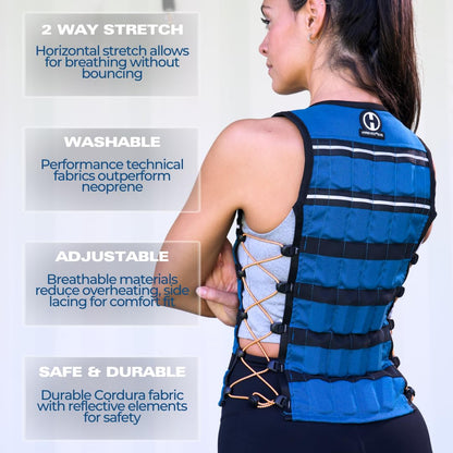 Hyperwear HyperVest ELITE Adjustable Weighted Vest for Women and Men — 10 lb Thin Steel Weights, Stretch CORDURA Fabric — Weight Vest for Walking, Running, Strength Training — Large Size, Jet Black
