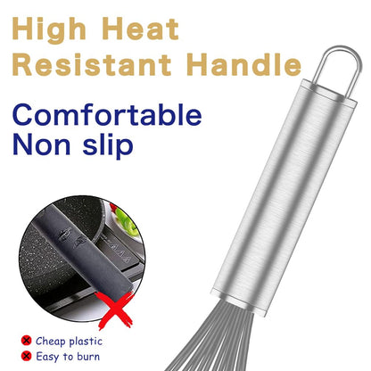 OYV Grey Silicone Whisk, Professional Whisks For Cooking Non-Scratch, Stainless Steel & Silicone Wisk, Plastic Rubber Whisk Tool For Nonstick Cookware Pans, Silicon Wisks Set of 3