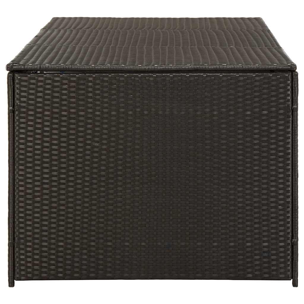 GKHPYURE Poly Rattan Patio Storage Box, 70.9x35.4x27.6 Inch Large Outdoor Storage Trunk with Gas Lift Lid, Powder-Coated Steel Frame, Hand-Woven for Cushions
