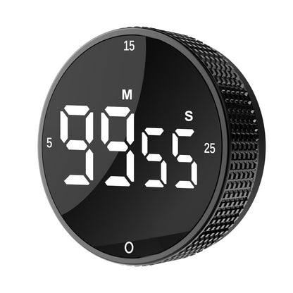 Upgrade Digital Kitchen Timer - Magnetic Countdown Countup Visual Pomodoro Timer with Large LED Display, 3-Preset Times (5, 15, 25), 3 Volume Levels, Ideal for Cooking, Baking and Fitness (1, Black)