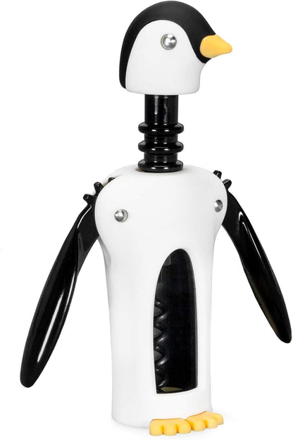 True Zoo Multicolor Winged Penguin Corkscrew, Soft-Touch Wine Bottle Opener Kit, 8.25"