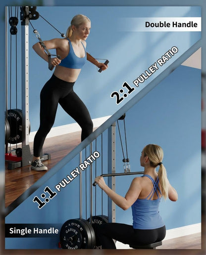 Wall Mount Cable Machine, Dual Pulley Cable Crossover & LAT Pulldown System for Home Gym with 19 Adjustable Positions, Tricep Rope, LAT Bar & Footboard, Space-Saving Garage Fitness Equipment