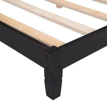 Bellemave Full Size Daybed, Wood Full Low Bed Frame with Headboard and Sideboard, Wooden Floor Sofa Bed with Slats Support for Kids Room, Bedroom, Living Room, Espresso