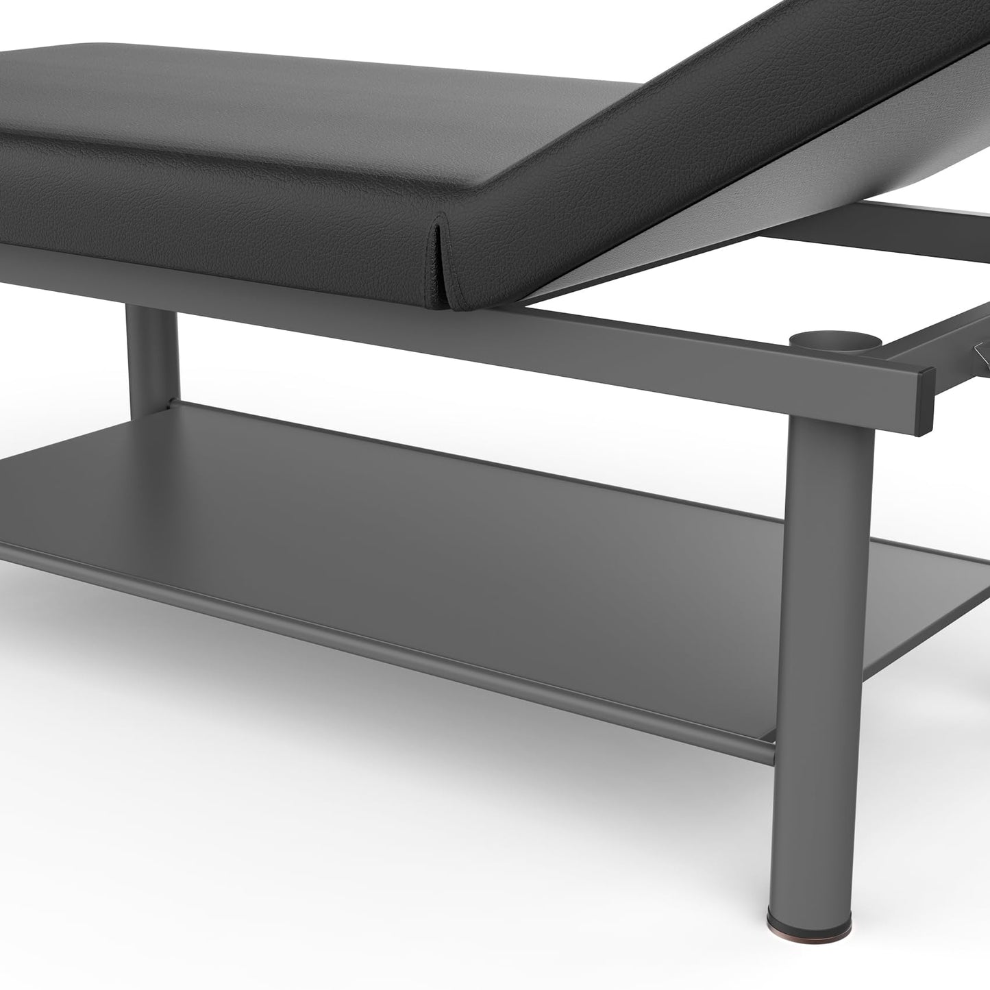 pouseayar Heavy Duty Professional Stationary Massage Bed Wide Stationary Massage Table with Backrest for Treatment Table Physical Therapy Spa Facial Bed, Metal Frame PU Leather, Black
