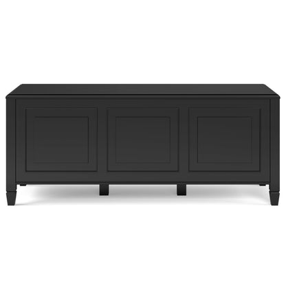 SIMPLIHOME Connaught Storage Bench - 51 inch Wide Solid Wood Trunk Bench in Black, Traditional Bench for Entryway with Lift-Up Lid and 3 Hidden Compartments