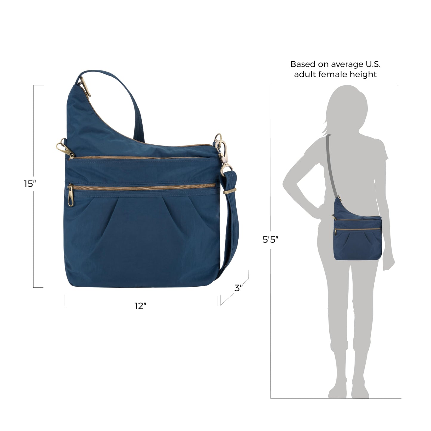 Travelon Anti-Theft Signature 3 Compartment Crossbody Bag