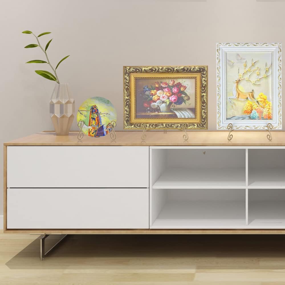 Plate Holder Display Stand, 12 Inch Gold Iron Easel for Large Platters, Photos, and Decorative Plates (1PACK)
