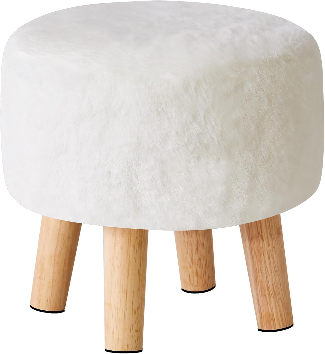 12.6" D12.6" W12.6" UHBD035W YMYNY Round Pouf Ottoman Small Foot Stool Faux Fur Foot Rest for Couch Modern Boho