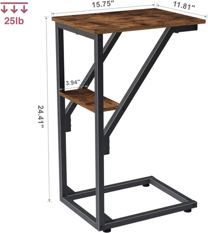 NEFROM Set 2, ET-D-BR2 C-Shaped End Tables, Sofa TV Trays of Small Couch Side Table for Living Room, Bedroom, Bedside