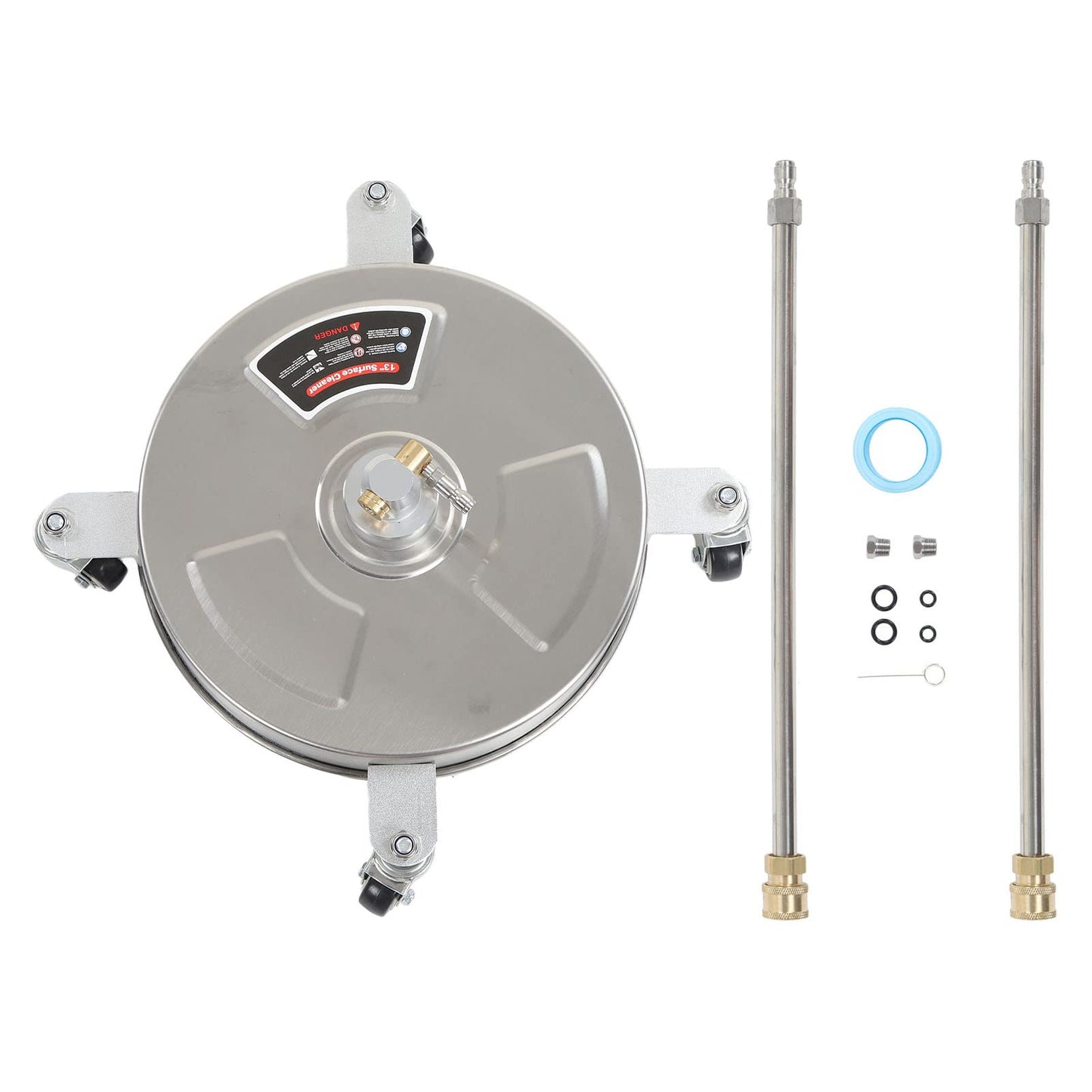13 Inch Pressure Washer Surface Cleaner, 4000 PSI Power Washer Surface Cleaner Attachment with 4 Wheels, 1/4 Quick Connector, 2 ExWand for Cleaning Driveway, Sidewalk, Garden