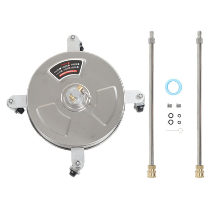 13 Inch Pressure Washer Surface Cleaner, 4000 PSI Power Washer Surface Cleaner Attachment with 4 Wheels, 1/4 Quick Connector, 2 ExWand for Cleaning Driveway, Sidewalk, Garden