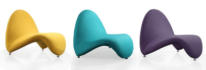Manhattan Comfort MoMa Modern Abstract Lounge Accent Chair Sculptural Tongue Design, Wool Blend Upholstery, Metal Frame with Geometric Legs, Fully Assembled, Set of 1, Teal