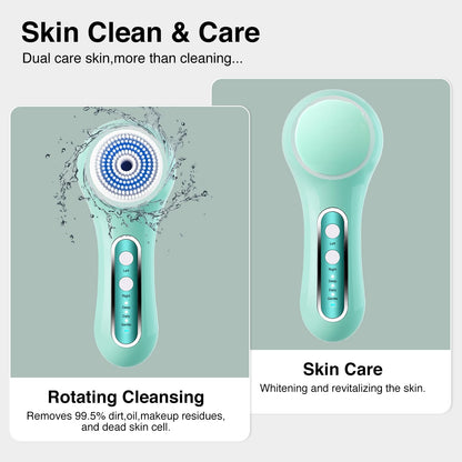 Face Scrubber Exfoliator,Facial Cleansing Brush Rechargeable IPX7 Waterproof with 5 Brush Heads,Electric Face Spin Brush for Exfoliating, Massaging and Deep Cleansing
