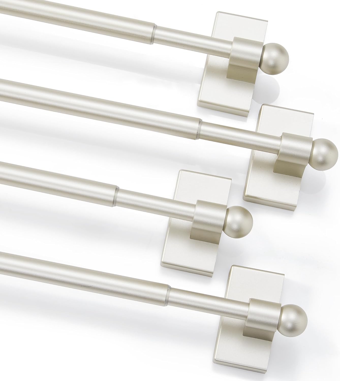 Deconovo Magnetic Curtain Rod for Door Curtain, 4 Pack, 16-28" Inch No Drilling Curtain Rods for Windows, Nickel