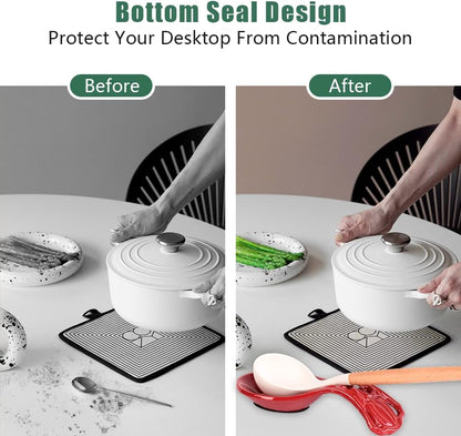 Sturdy Cast Iron Spoon Rest Holder for Stove Top, Unbreakable Kitchen Countertop Ladle Holder, Pumpkin Red