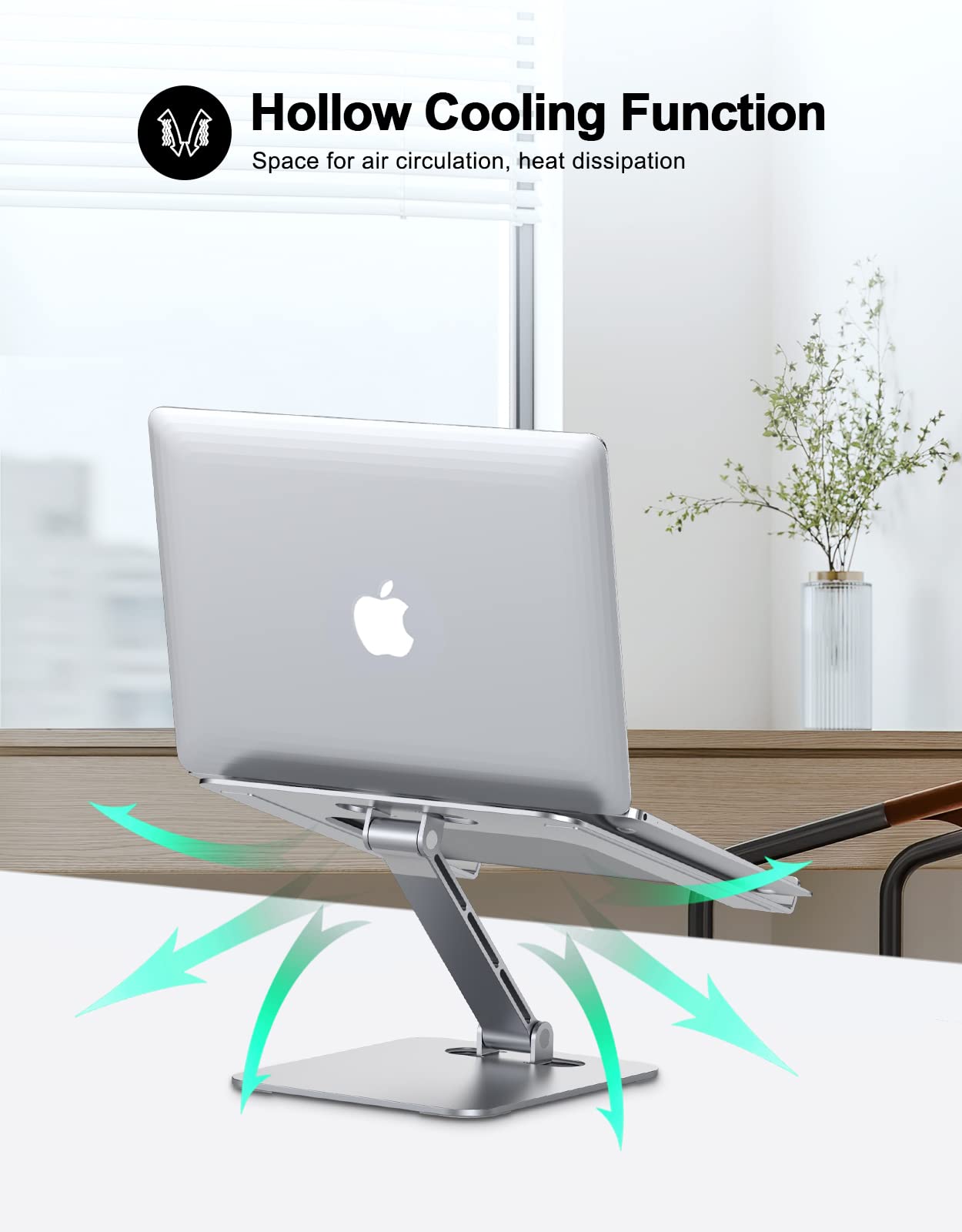 Foldable Laptop Stand, Height Adjustable Ergonomic Computer Stand for Desk, Aluminum Portable Laptop Riser Lecterns Holder Mount Compatible with MacBook Pro Air, HP, Dell 10-16"