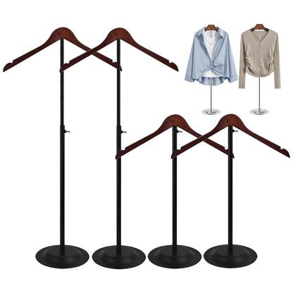wdbg 4 Pack T Shirt Display stand, Adjustable T shirt Shoulder Stand for Vendor Portable Hanging wooden Clothes Rack for Clothing Dress Jacket Coat Retail 17-31 Inch, Black