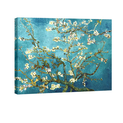 Wieco Art Framed Wall Art Canvas Prints of Almond Blossom by Vincent Van Gogh Paintings Reproduction Abstract Artwork for Wall Decor Golden Frame