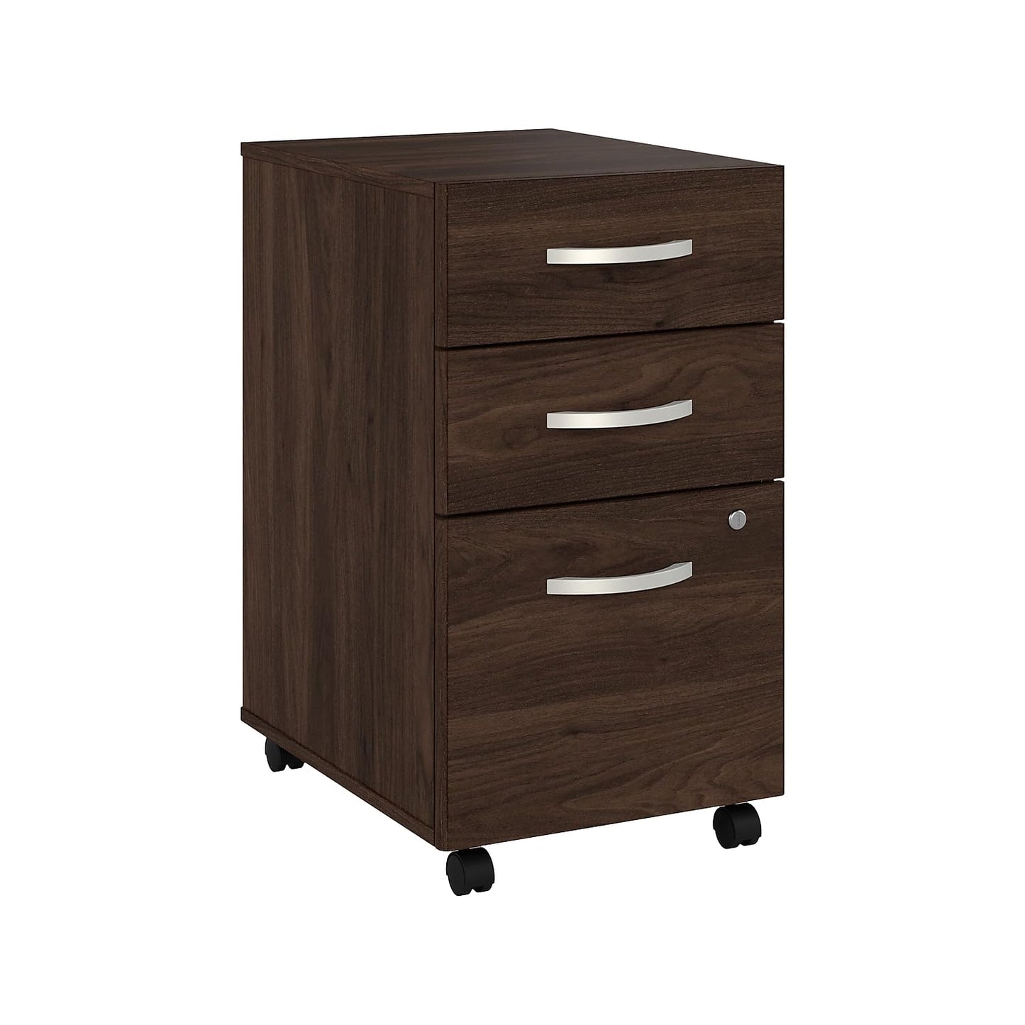 Bush Business Furniture Hybrid 3 Drawer Mobile File Cabinet-Assembled, Black Walnut