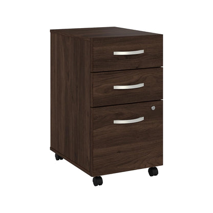 Bush Business Furniture Hybrid 3 Drawer Mobile File Cabinet-Assembled, Black Walnut