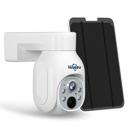 Hiseeu Solar Security Camera, 2PCS 4MP Wireless WiFi Camera Outdoor, PTZ 360° View, PIR Motion Detection, Color Night Vision, IP66, 2-Way Audio, 2.4G WiFi, No Monthly Fee