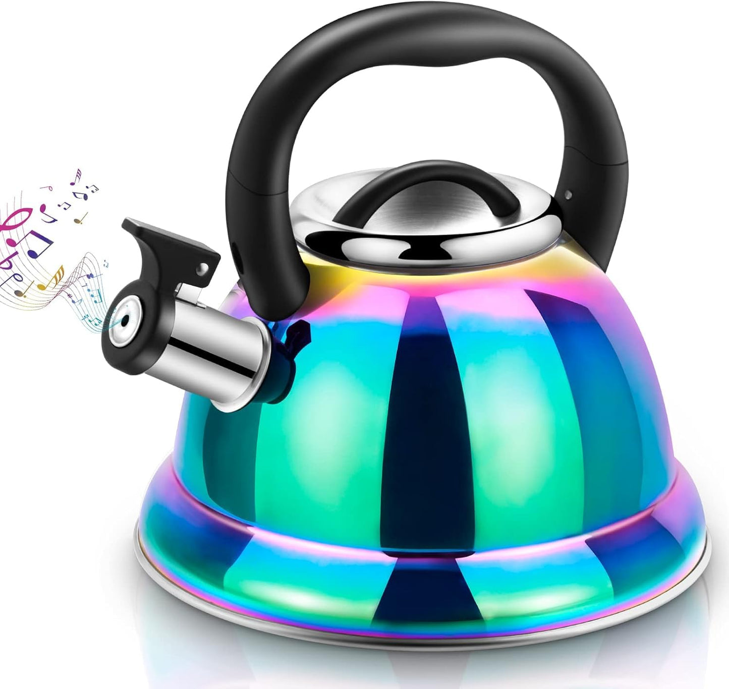 Weftnom Tea Kettle, Kettle 3.7QT, Tea Pot Whistling 316 Stainless Steel, Tea Kettle Stovetop with Cool Folding Handle, Kettle Teapot Rainbow Induction for Boiling Water, Mirror Finish