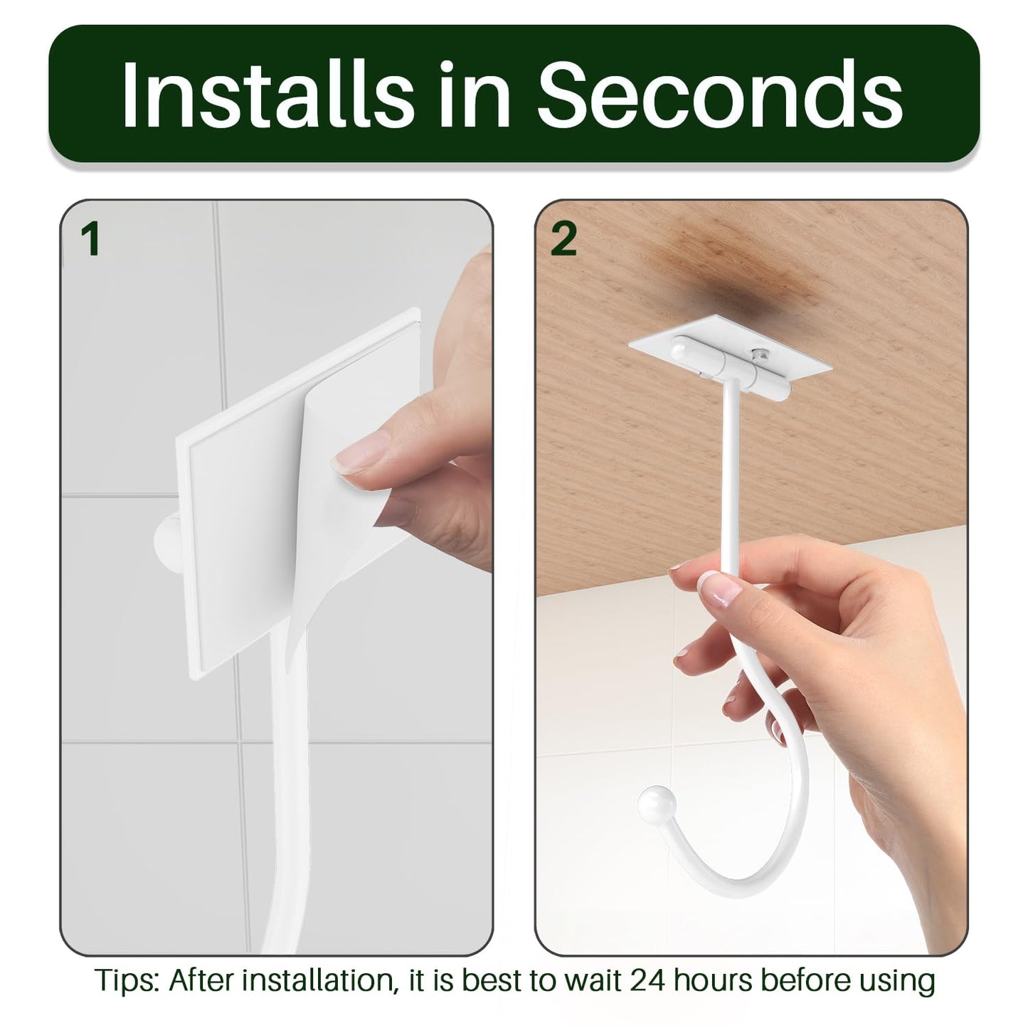 Josmimic Modern Banana Hanger Hook Under Cabinet: Adhesive Banana Holder, Foldable with Magnets When Not in Use, Under Counter Banana Hook, Stainless, Hold 13 LB, White, 2 Pack