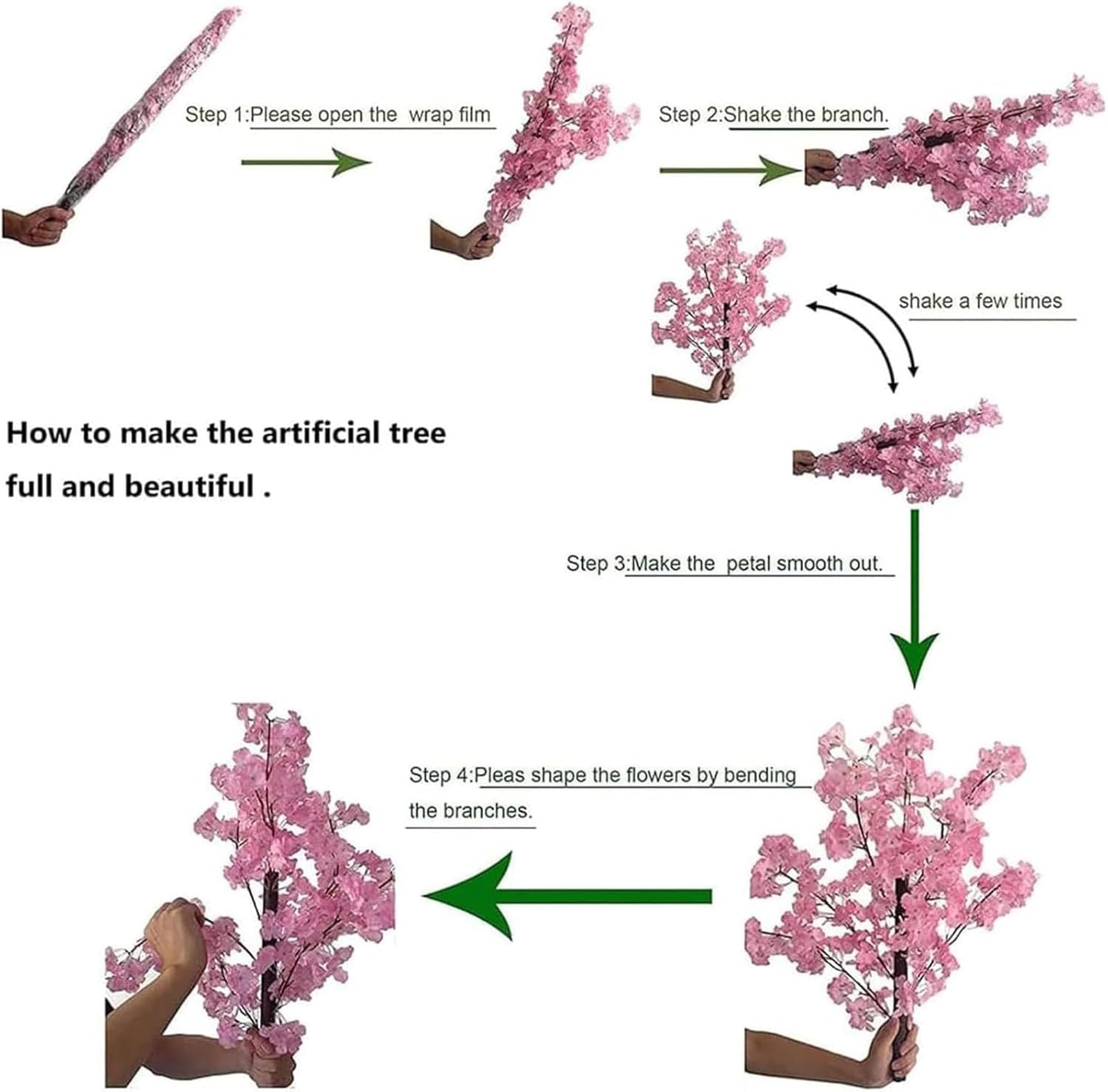 Artificial Cherry Blossom Tree Lifelike Non-Fading Japanese Faux Cherry Tree Cloth Plastic Suitable For Indoor Outdoor Home Decor Hotels Parks Offices Commercial Venues Seasonal Decoration,Pink,6.5ftX